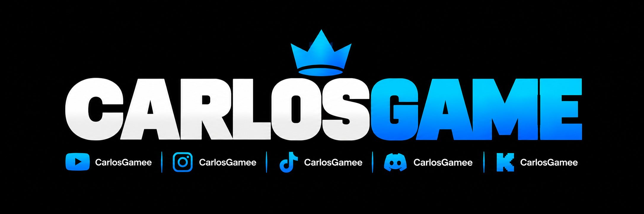 CarlosGamee siyah mavi sosyal medya bannerı